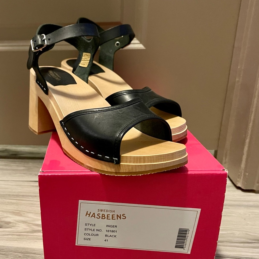 SWEDISH HASBEENS Black Heel Sandal